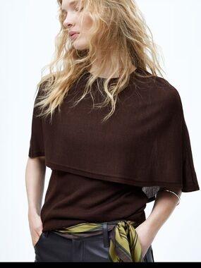 H&M Brown Cape Knit Top